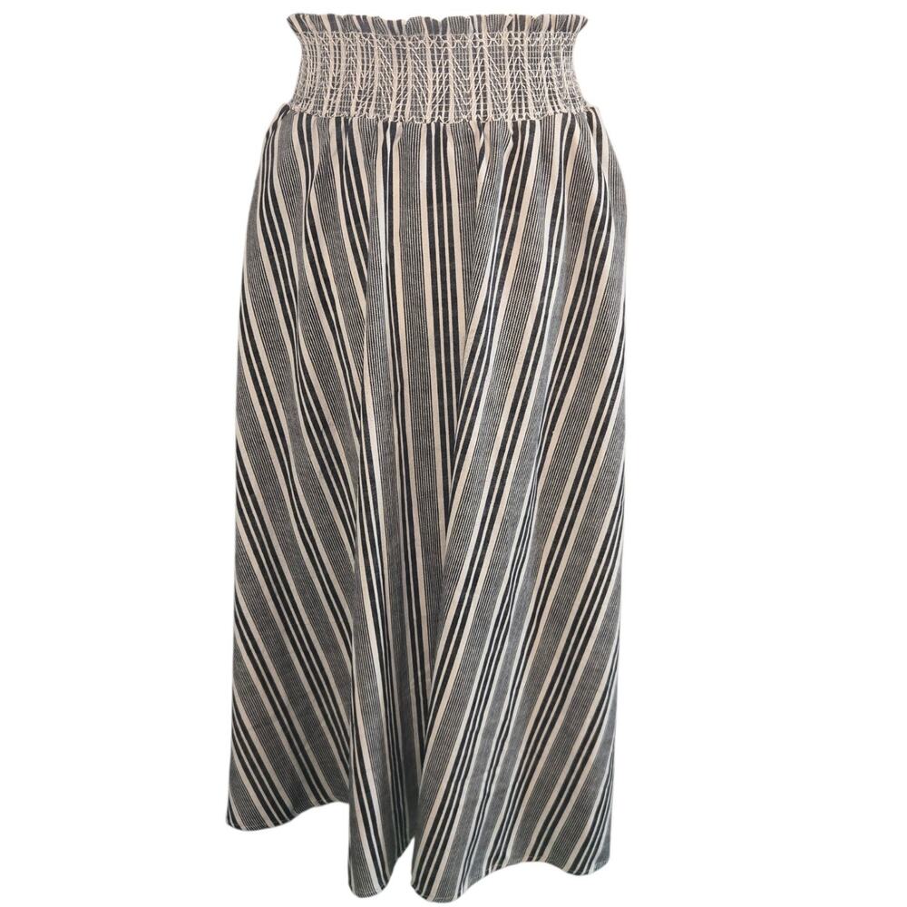 Flint & Moss Boho Maxi Skirt Womens XL Black Striped Long Flowing Gypsy Festival